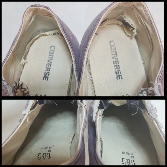 Converse Shoes Mens 13 Purple Laceless Faded Grunge Punk Destroyed Slip Ons Worn - Picture 14 of 15